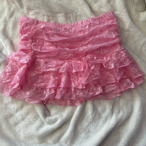 Pink Lace Ruffle Skirt - Picture 2 of 3